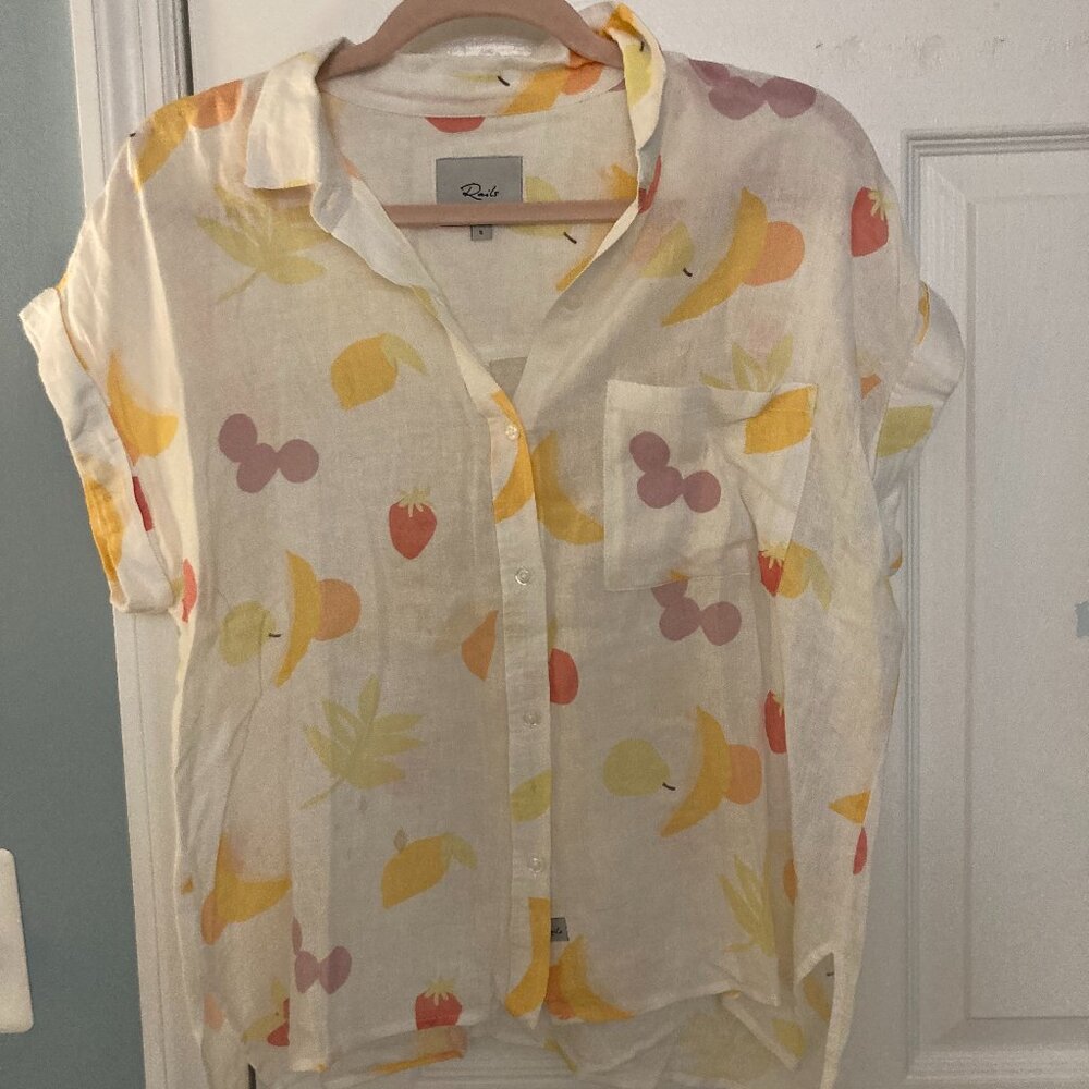 Rails cotton fruit graphic button up shirt